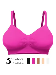 Women's Seamless Wireless Sports Bras, High Elasticity Knit Fabric, Adjustable Straps, Full Coverage, Sporty Style, All Seasons Comfort