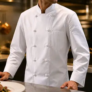 Bundle of 6:  Pinnacle HD C330 White Long Sleeve Chef Coats – Size 42M  LARGE