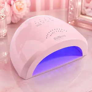 SUNone 48W UV/LED Nail Lamp, Pink Gel Nail Dryer with 30 LED Beads, Smart Sensor, 5s/30s/60s Timer, Removable Base & Low-Heat Blue Light, Salon-Style Manicure Curing Lamp for Home and Nail Salon Use