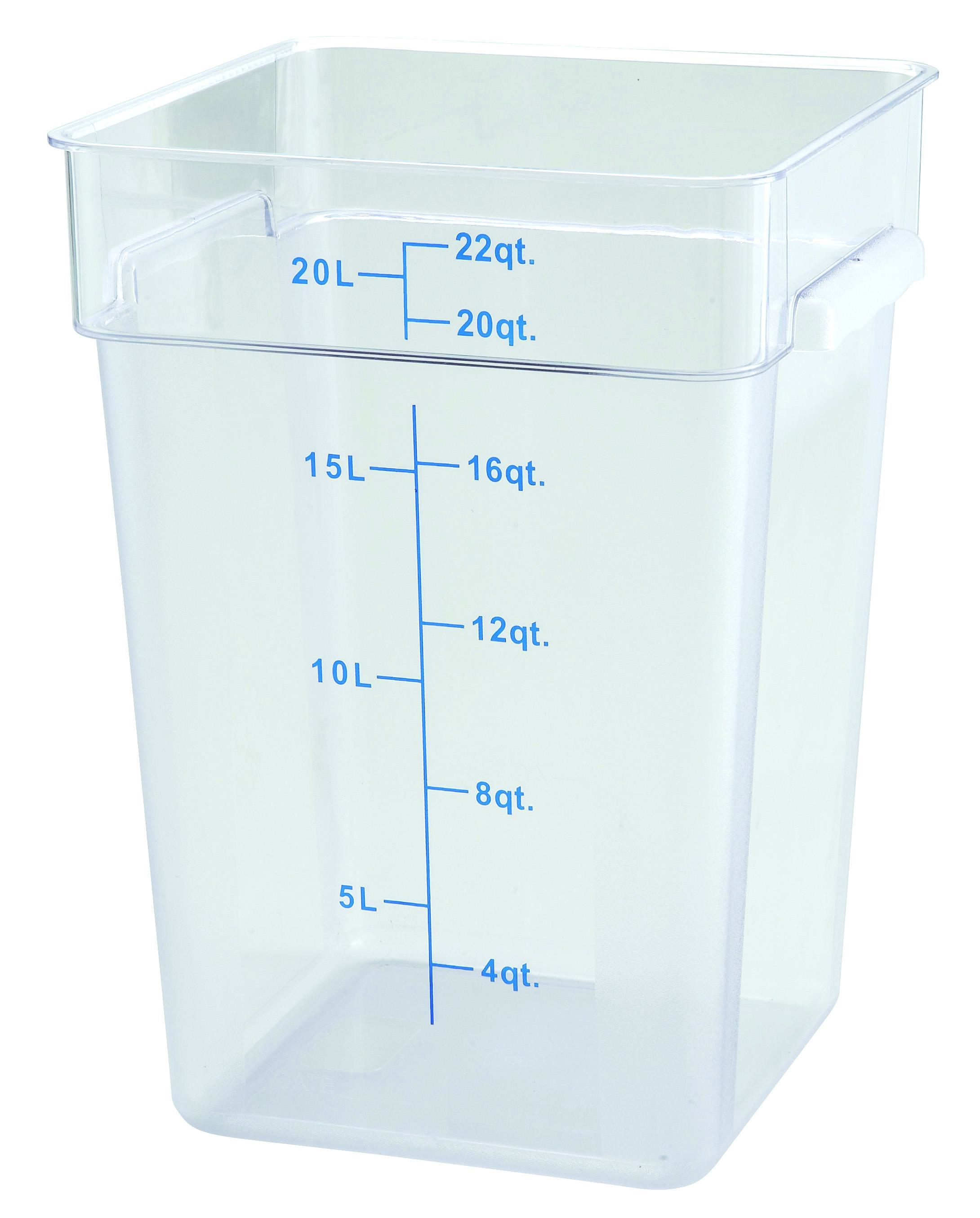 Square Storage Container, Clear Polycarbonate - 22 Quart