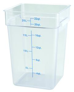 Square Storage Container, Clear Polycarbonate - 22 Quart