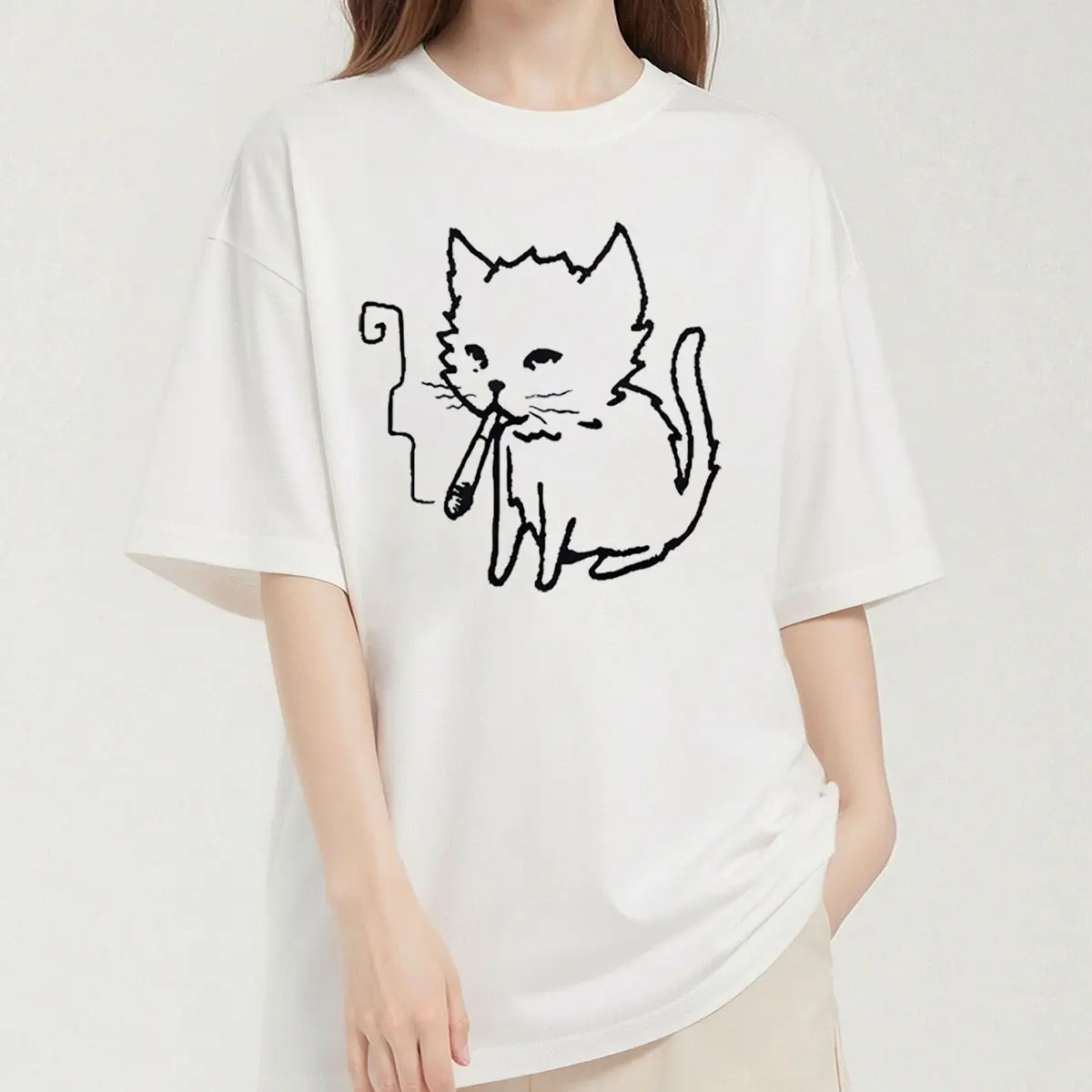 Cat Smoking Y2K T-Shirt, Unisex Vintage Graphic Tees Gothic Grunge Y2K Emo Style Clothes Men Women Streetwear T-Shirt For Men And Women