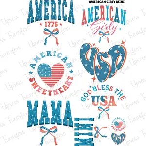 American Girly Mini DTF Transfer Gang Sheet 24.5" Wide x 36" Long Direct To Film Trendy Vibrant Designs for Stylish Wardrobe