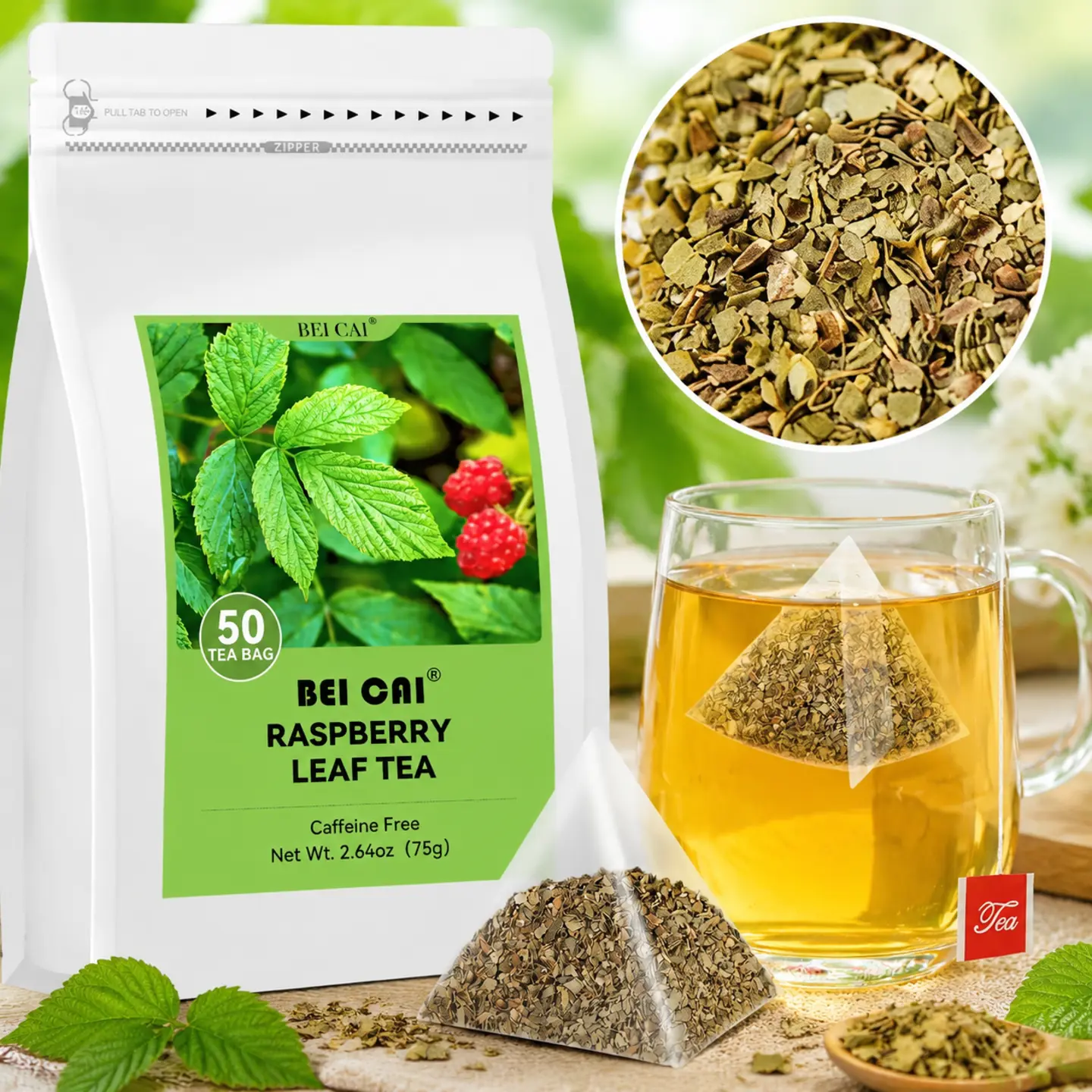 Raspberry Leaf Tea Bag, 1.5g X 50 Count Caffeine-Free, 100% Pure Red Raspberry Leaf Herbal Tea, Healthy Cycle Tea for Women, Ease Menstrual Cramp & Support Healthy Pregnanc