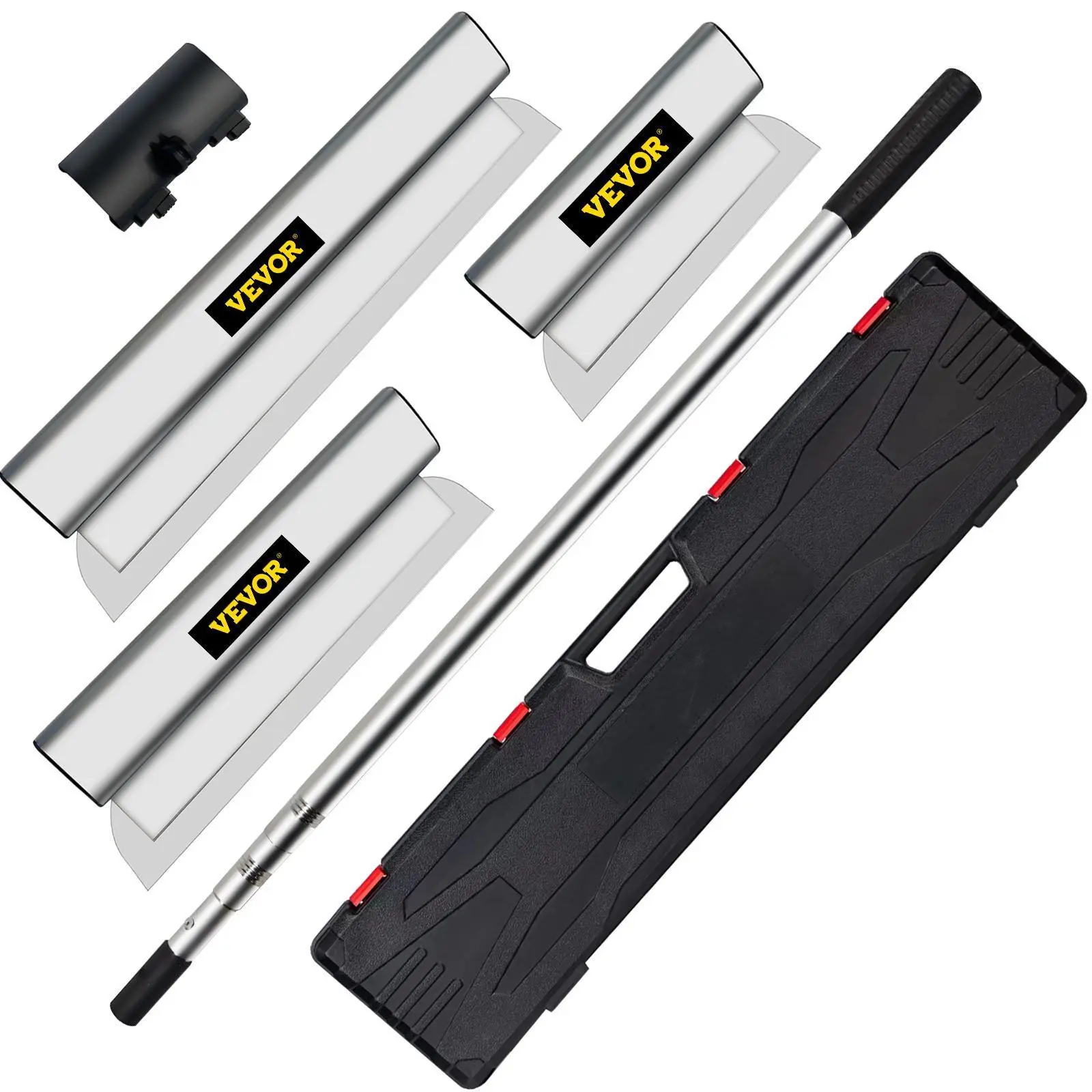 【Summerfinds】VEVOR Skimming Blade Set,25+40+60 cm Blades + 35"-78" Extension Handle，European Stainless Steel Construction Knife, Aluminum Blade Profile Smoothing Knockdown Spatula for Gyprock/Drywall/Wall-Boa