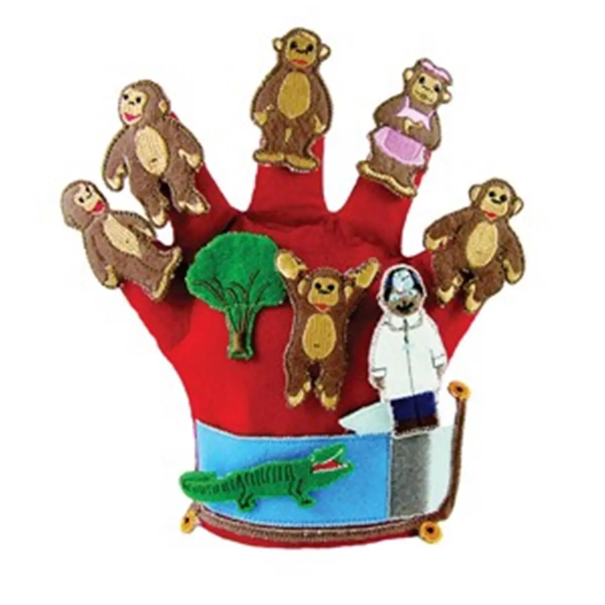 212 MAIN Cat Felt Interactive Fingerplay Plush Glove Puppet - Unisex 1 Size, 741 Monkeys Jumping on the Bed Fun Characters, Built-In Pocket, Maryann Harman 5 Song CD with Children's Songs, Toys for Tots Pick, Choking Hazard Note