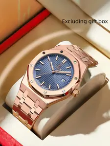 POEDAGAR luxury casual men's watch waterproof date stainless steel quartz men's watch suitable for daily wear, give boyfriend's birthday gift Modern Fashionable Wristwatch Stainless Steel Watches