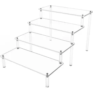 Risers for Display 1 Pack 4 Tier  Display Risers Perfume Stand, Clear Cupcake Display Stand Holder for Perfume Figures Cupcake Dessert 9 IN
