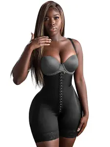 Stage 2 Faja No Bra for Women | Colombian Shapewear in Black with Firm Compression, 3 Hook Levels, Waist Sculpting Support, Curve Enhancing Fit, Smooth Bodysuit