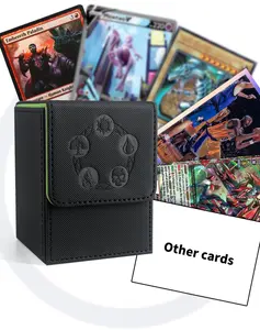2 PCS Card Deck Box for MTG, CommanderCard Storage Box Fits 100+ Single SleevedCards, PU Leather Magnet Case for MagicTCG Cards