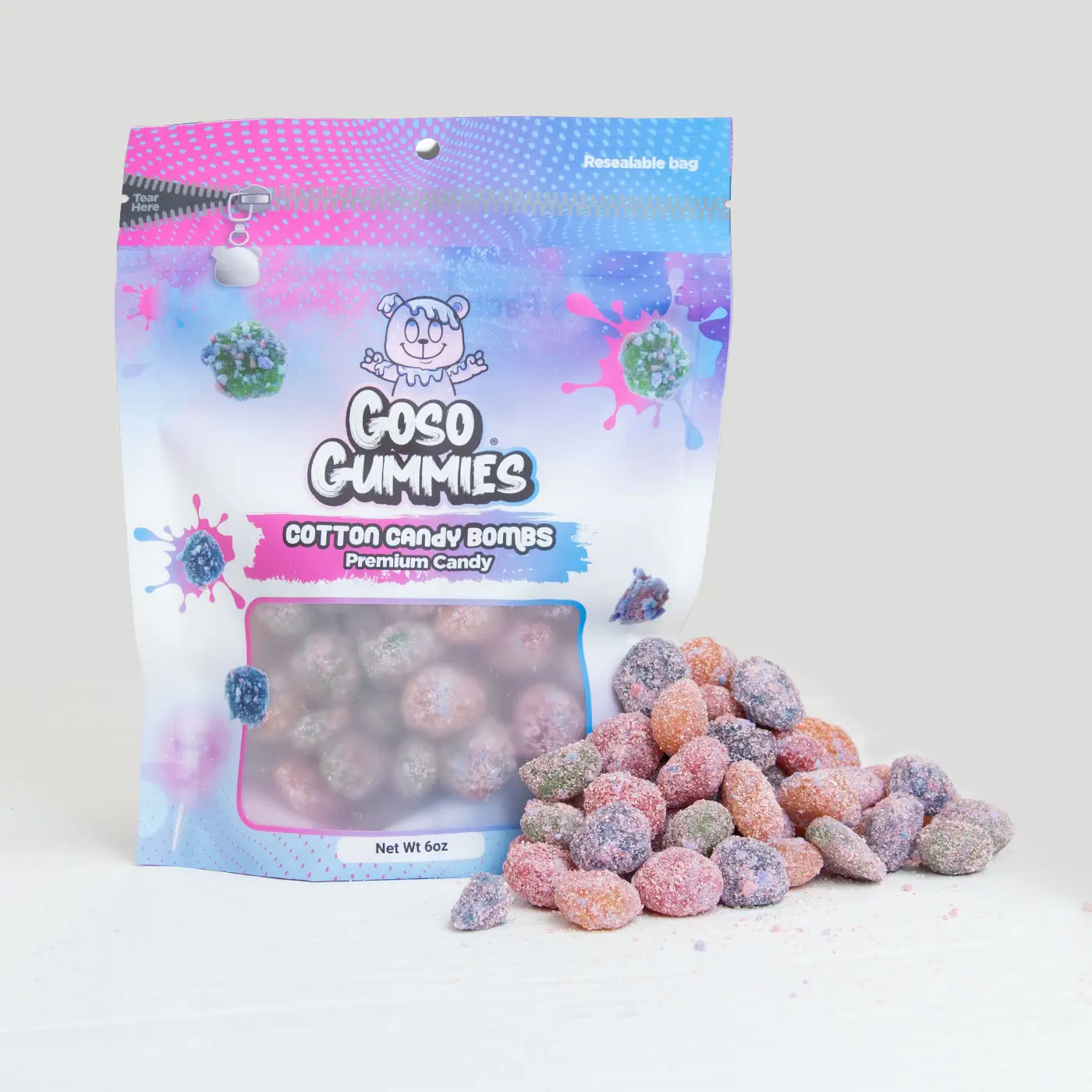 Goso Gummies Cotton Candy Gusher Bombs 6oz Bag | Sweet Tiktok Viral Fruit Snack Soft Candy
