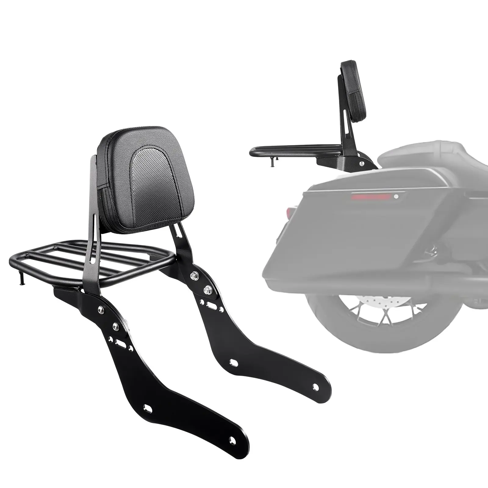 Black Motorcycle Sissy Bar with Removable Luggage Rack, 18 In Height, Durable Metal Frame, Leather Pad, Passenger Backrest, Compatible with Honda Rebel CMX 1100 (2021-2022), Sissybar For Motorcycle