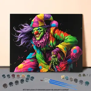 Clown Pattern DIY Painting By Numbers Kit, 1 Set DIY Halloween Paint By Numbers Kit, Wall Art Decoration for Home Living Room Bedroom