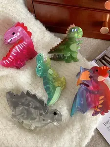 5pcs Gradient Dinosaur Hair Clip, Cute Cartoon Little Dinosaur Claw Clip for Women, Perfect for Back Hair, Ponytails & Daily, Super Cute Clips