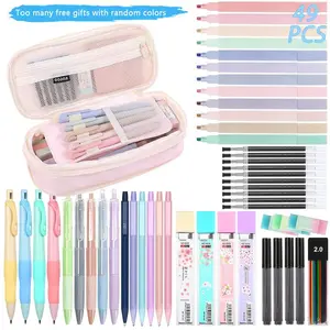 49PCS Aesthetic School Supplies, Pastel Mechanical Pencil Set with Case,Mechanical Pencils 0.5mm, 0.7mm& 2.0mm with Lead Refills, Cute Mechanical Pencils for Writing, Drawing & Drafting