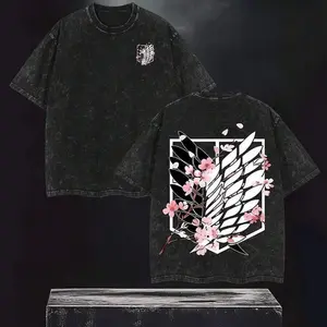 Eren  Shirt, Wings Of Freedom Washed Tee, Vintage Oversized Graphic, Anime Merch 2025, Soft Menswear Top Casual Fit
