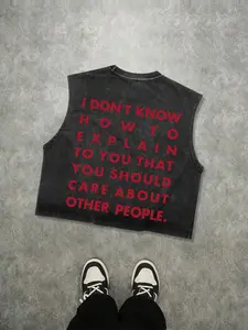 Men's Just Kiss Me Graphic Letter Print Tank Top, Loose Casual Street Sleeveless Top for Summer, Men's Clothes for Daily Wear, Socks