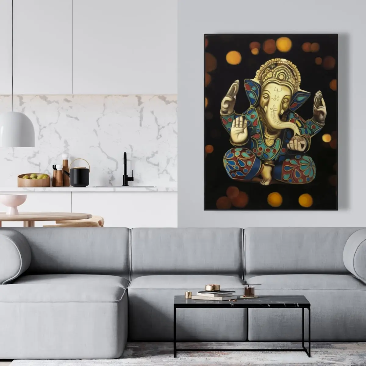 360 Stand 36x48 in. Framed Ganesh Artwork - Spiritual Room Wall Decoration, Thoughtful Home Supplies Gift, Artistic, Print, Aesthetic Wall Arts