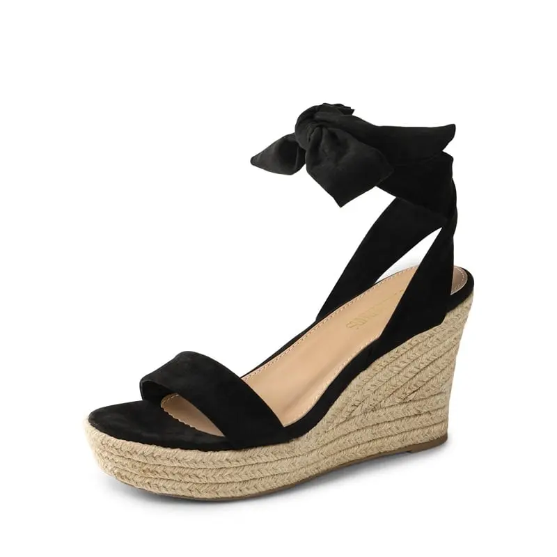 Dream Pairs Women's Espadrille Platform Wedges, Elegant 4-Inch High Heel Sandals with a Lace-Up Ankle Tie and Cushioned Insole, High Heels, Classy, Stylish, Footwear, Heels For Women