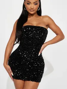 Kara Sequin Mini Dress - Black
