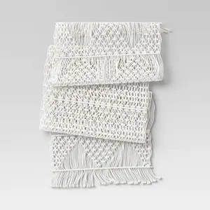 108" x 14" Cotton Macrame Runner White - Opalhouse