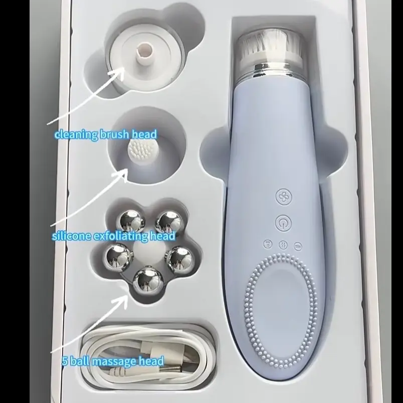 Limpiador Facial eléctrico exfoliante 3 en 1, cepillo de limpieza Facial sónico giratorio, silicona