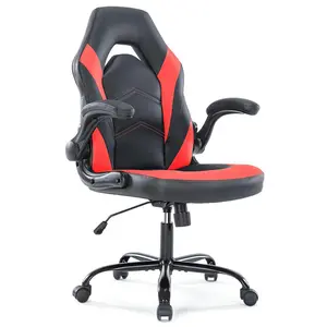 Ergonomic Office Computer Gaming Desk Chair Adjustable Swivel Task PU Leather Racing Chair with Flip-up Armrest For Office