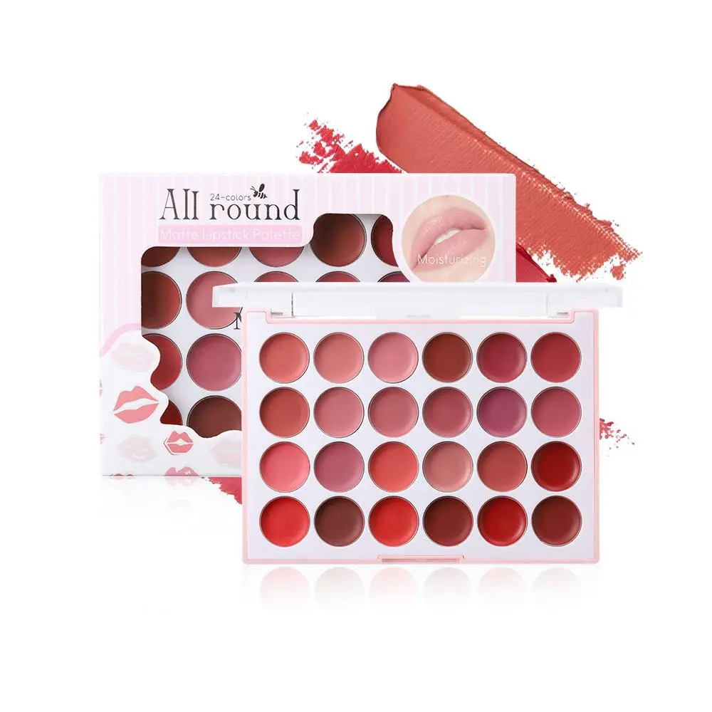 24 Color Matte Lipstick Palette, Long Lasting Waterproof Lipstick Palette, Moisturizing Hydrating Lipstick, Suitable for All Occasions Lip Makeup, Glossy Lipgloss, Hydrate, Moisture, Cosmetic