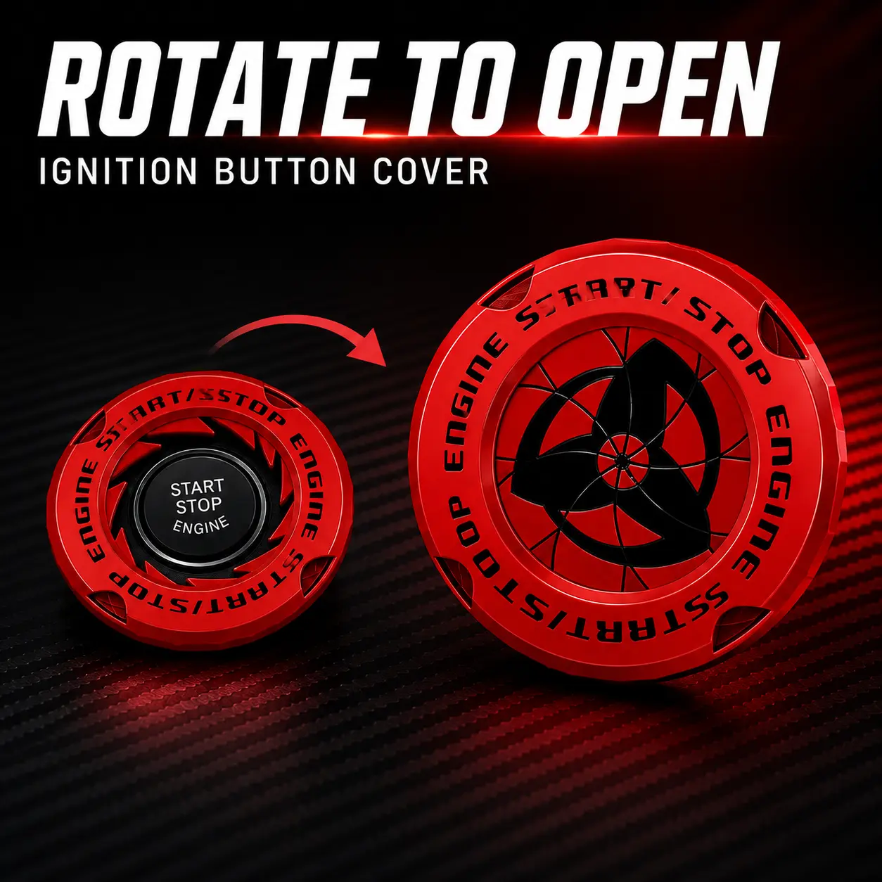 Naruto Style Full Alloy Car Engine Start Button Cover with Anti-Accidental Press Protection for Cars Motorcycles and Ebikes