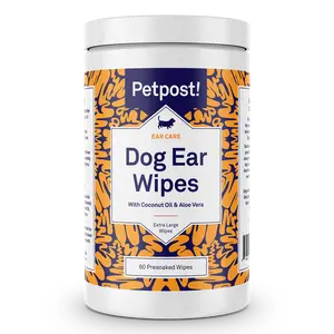Petpost Large Dog Ear Cleaner Wipes | Ultra Soft XL Cotton Pads in Coconut Oil Aloe Solution | Remedy for Dog Ear Rinse & Cleanser 60 ct.