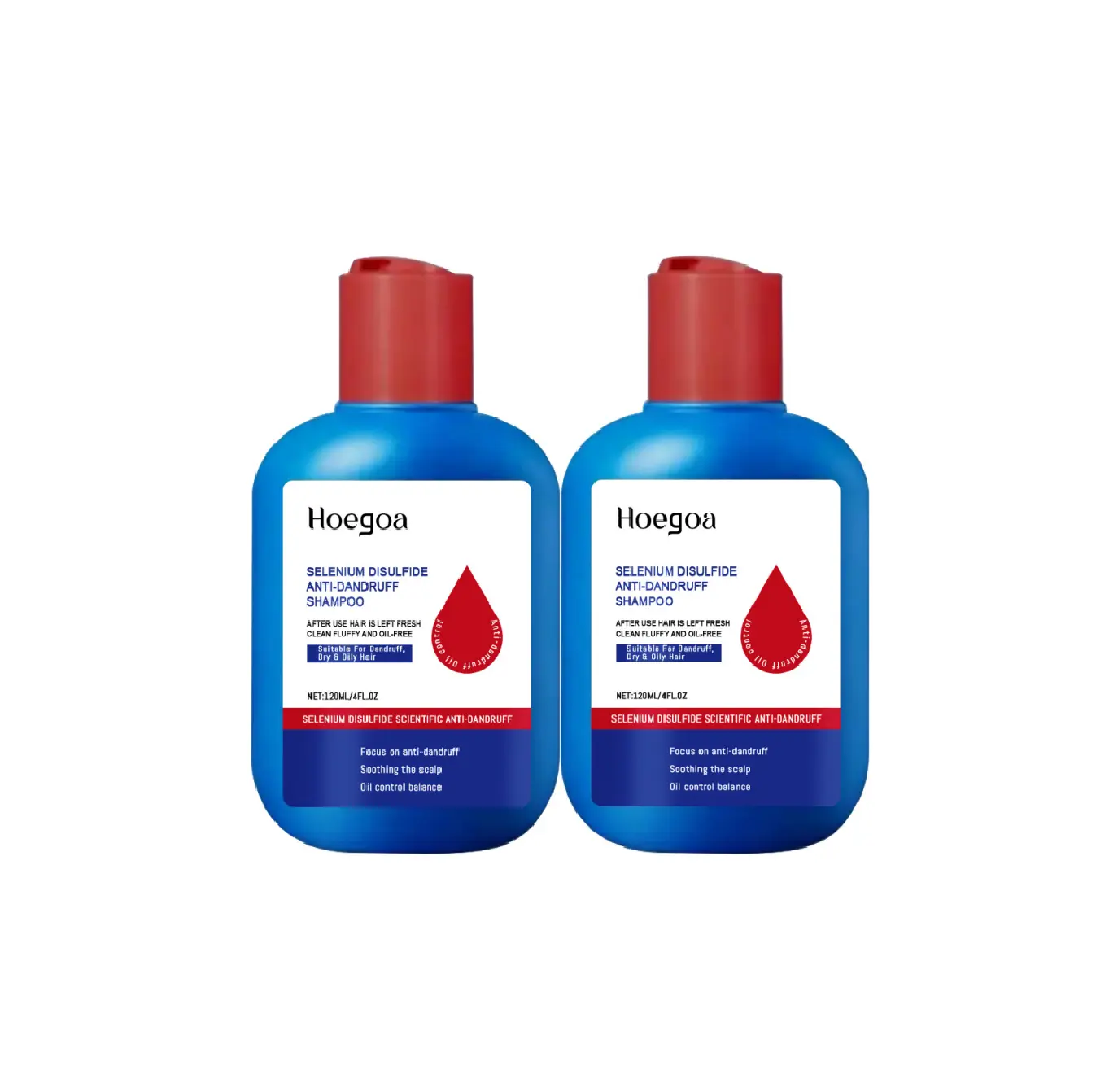 HOEGOA Selenium Disulfide Anti-Dandruff Shampoo, Liquid Dandruff Remover for Itch Relief & Oil Control, Gentle Scalp Cleanser for Men & Women, 120ml (2 Pack), Selenium Sulfide Shampoo, Cleansing Shampoo