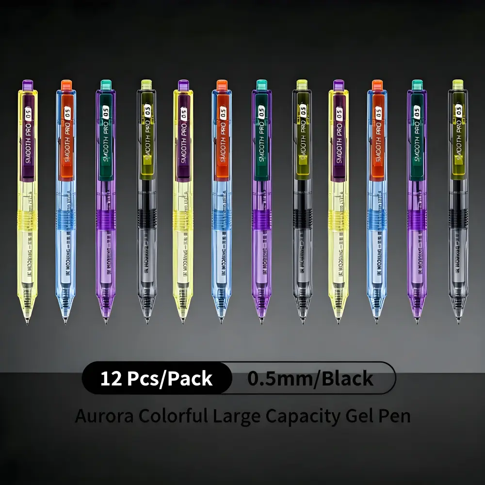 12 Pcs Aesthetic Retro Gel Pens - Dopamine & Dark Tone Themes, Transparent Body, Minimalist Style, Smooth Fast-Drying No-Smudging Writing, Large-Capacity Black Gel Ink, Ideal for DIY Projects, Office Stationery, Aesthetic Pens
