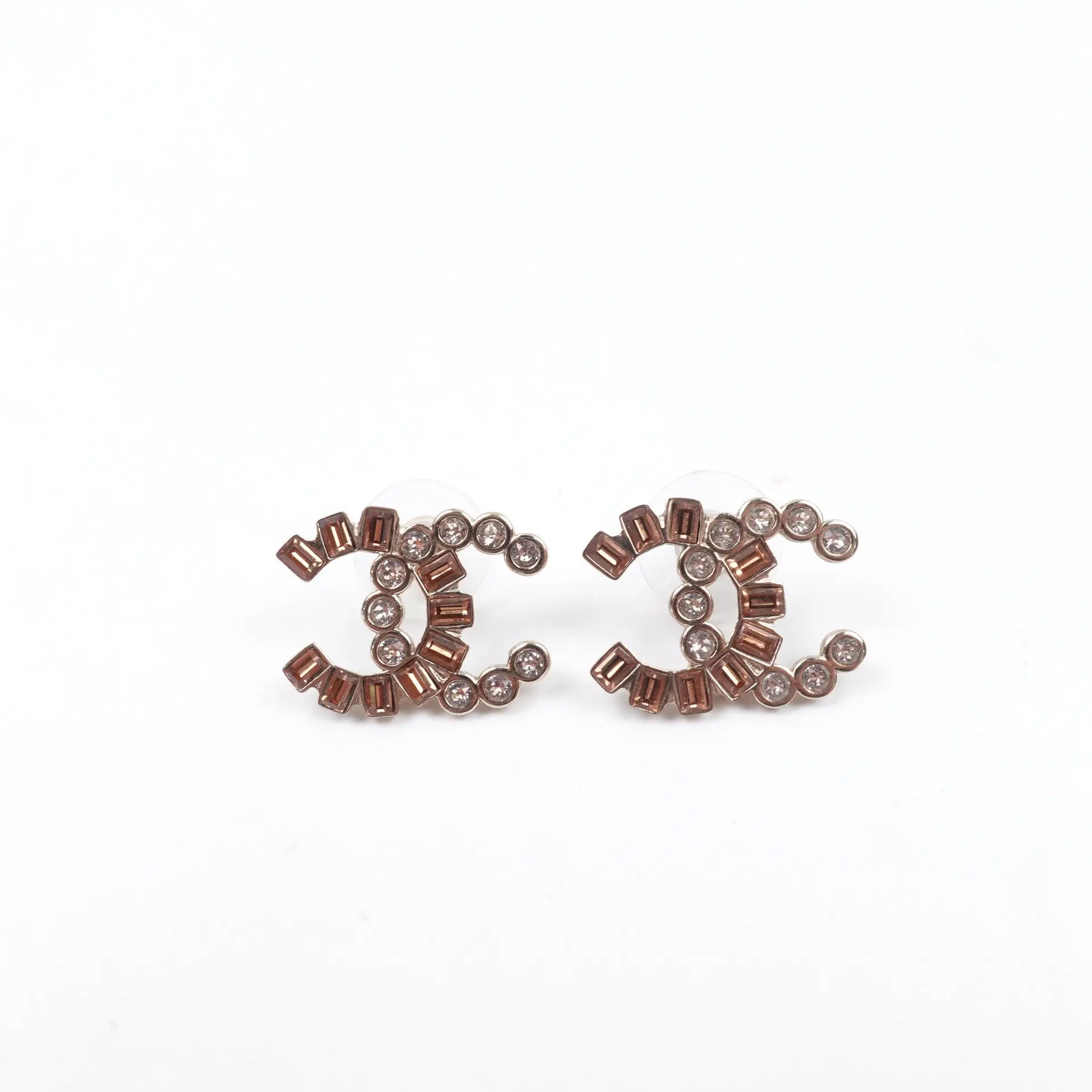 Pre-owned CHANEL Gold Tone CC Crystal Earrings T10425675