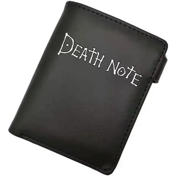 Men's Black Anime PU Leather Short Wallet - Card Holder, Photo Holder, Coin Purse for Cosplay Gifting