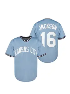 Men's Blue Embroidered Baseball Jacket, Letter Embroidery Design, Breathable Sweat-Absorbing Button-Up, Short Sleeve Shirt