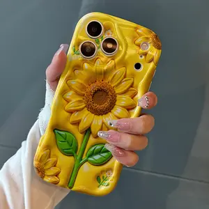 Vibrant Sunflower Phone Case for iPhone 17 16 15 14 13 12 11 8 7 X XS Pro Max Plus Drop Proof Scratch Resistant Glossy Surface 2D Plane Impact Resistant Case