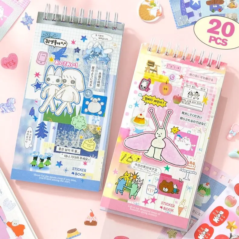 20-Sheet Cute Cartoon Deco Sticker Book - Cute, Aesthetic, Fun, Journal Stickers for Diaries, Scrapbooking, DIY Crafts, Cute Stickers