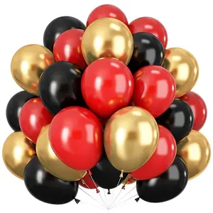 132pcs Red Black and Gold, Latex Balloons, Balloon Set, 5/10/12/18 Inch Red Black Gold Balloons Party Decoration for Graduation Wedding Birthday Baby Shower Gender Reveal Retirement New Year Casino Festival Decorations