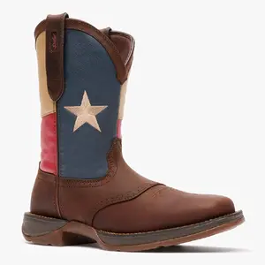 Durango Boot with Texas Flag Design Brown Leather Western Style Comfortable and Durable