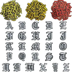 26 -Edge Letter Embroidered Patches, Lettered Embroidery Patch-Stitched Fabric Trim, Suitable for Hats Shirts Jeans Bags, Multiple Colors Available