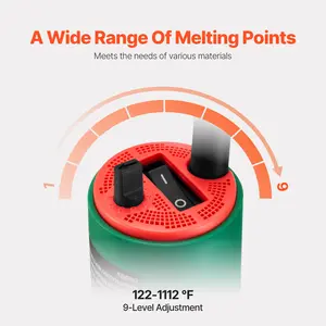 VEVOR Hot Air Plastic Welder, 1600W Hot Air Torch Pistol, 122-1112 ℉   PVC TPO Vinyl Heat Gun Welding Torch, Plastic Welding Roofing Kit with 2 Nozzles, Silicone & Copper Seam Roller for PP/PE/PVC Sheet