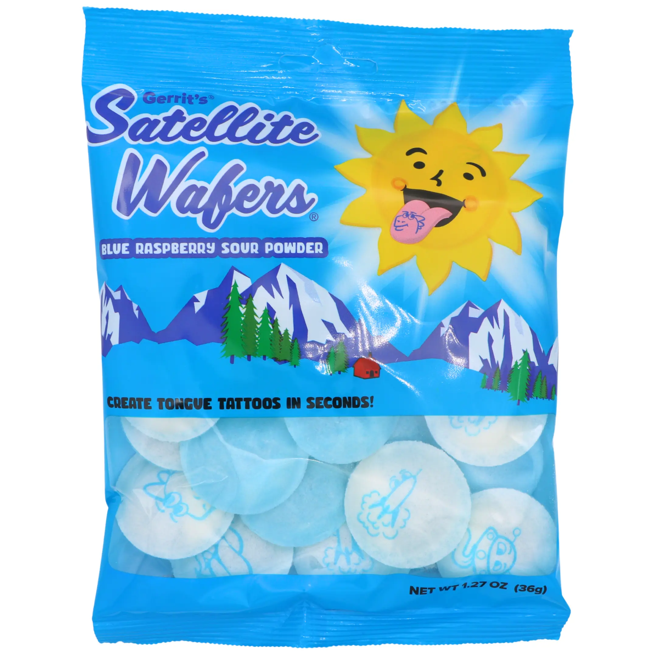 Satellite Wafers Blue Raspberry | Filled with Blue Raspberry Sour Powder