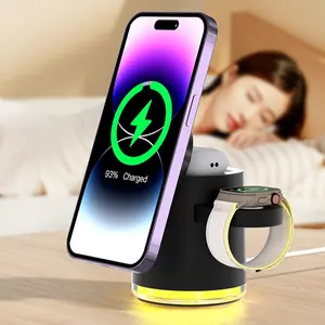 Wireless Charger iPhone Charging Station: 3 in 1 Charger Stand Multiple Devices for Apple - iPhone 16 15 14 Pro Max 13 12 11 - Watch 10 9 8 7 6 5 4 3 2 SE and Ultra Series Cellphone Smartphone