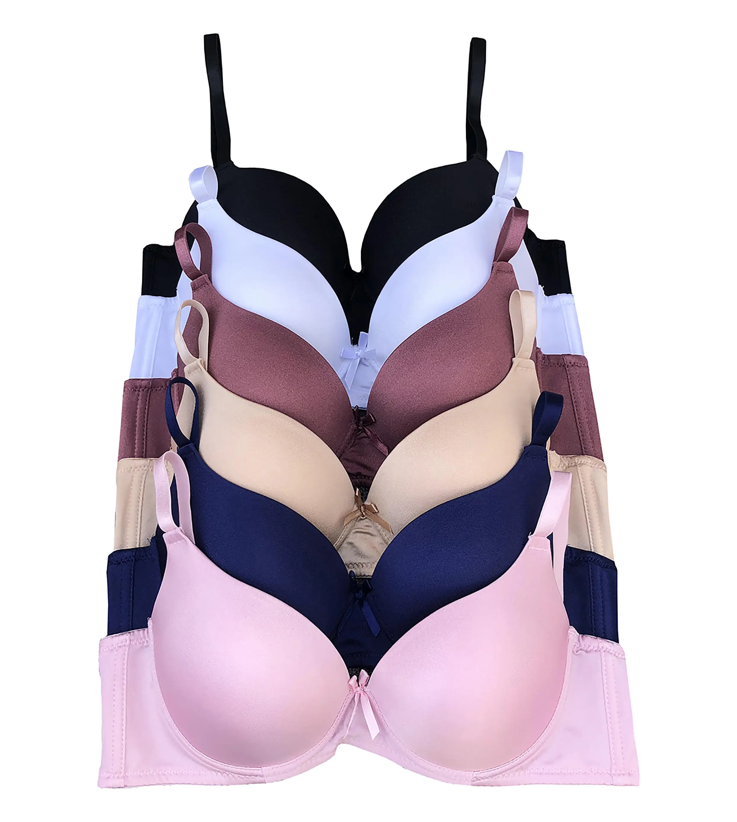 Women's 6 Packs Underwire Full Coverage Smooth Shine T-Shirt Bras