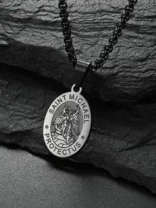 St. Michael The Archangel Pendant Necklace for Men & Boys, Elegant Necklace, Stainless Steel Jewelry for Party, Daily Clothing Decor, Trendy All-match & Exquisite Jewelry for Birthday Gift