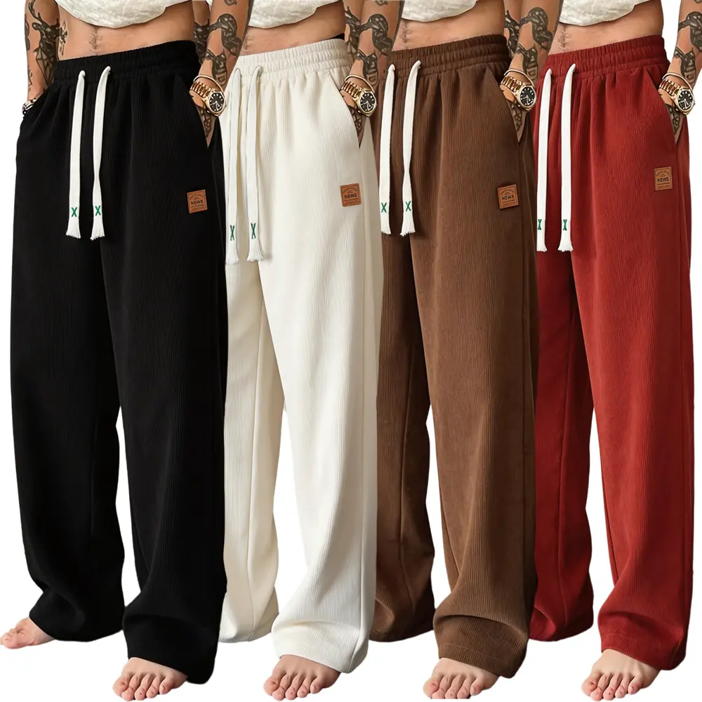 Men's 4-Pack Athletic Sweatpants with Adjustable Drawstring and Pockets, Solid-Color Casual Gym Wear for Autumn-Winter, Adjustable Drawstring Sweatpants, Everyday Wear
