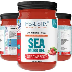 Healistix Strawberry Irish Sea Moss Gel- St Lucia Wildcrafted Sea moss Gel, Packed with 92 Vitamins - Superfood for Immune Support, Non-GMO, Keto, Vegan