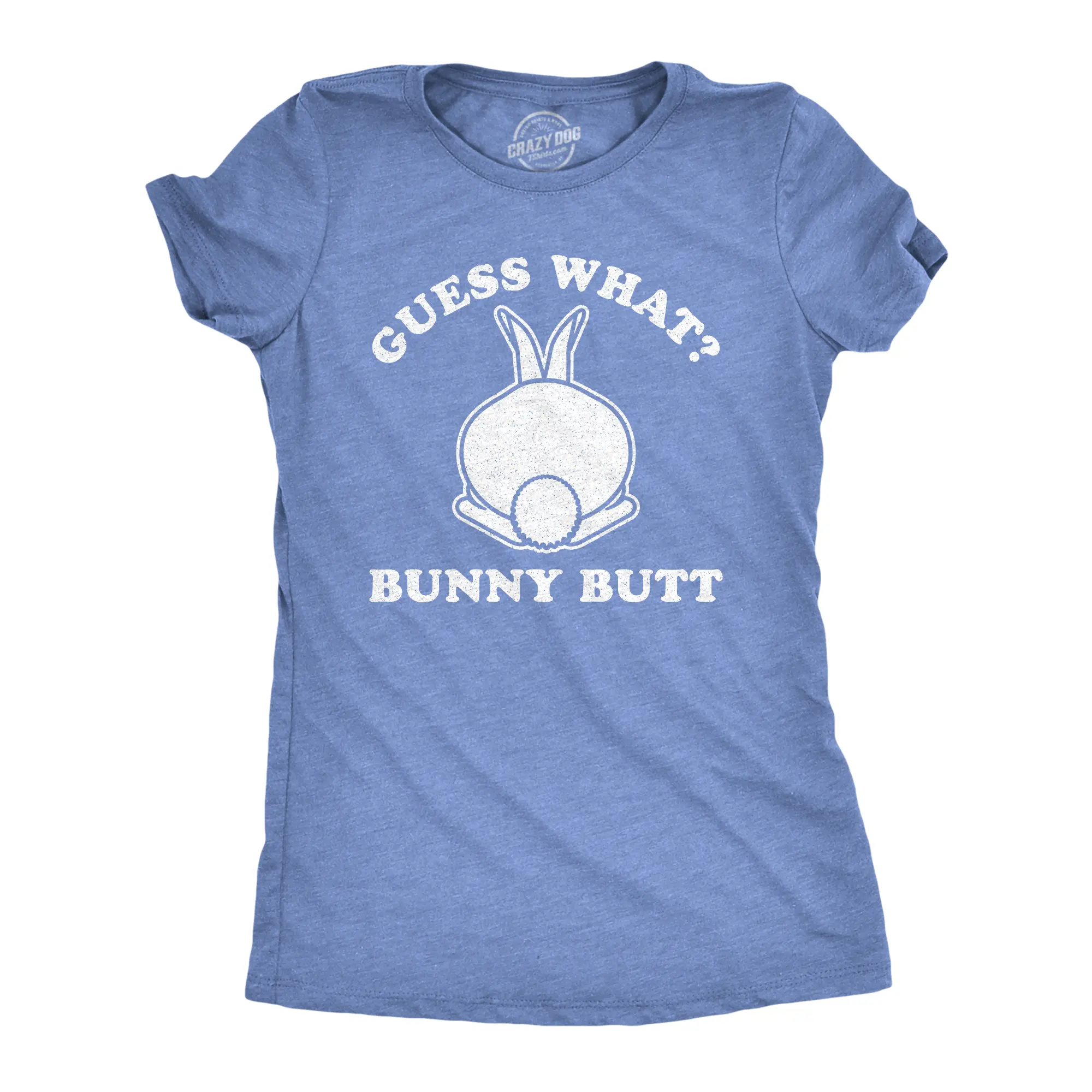 Womens Guess What Bunny Butt T shirt Funny Easter Sunday Gift for Egg Basket Funny Womens T Shirts Cute Vintage Fashion Casual Ladies T-Shirt Gift Easter Tops for Women Funny Animal Top Women's Novelty Tees Light Blue