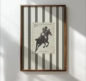 [Sale off up to 65%][Free Ship][No Frame] vintage poster, striped rodeo print, Vintage Letters Print, western mid-century modern horse, bedroom decor, living room decor aesthetic, room decor, housewarming gift, unframed