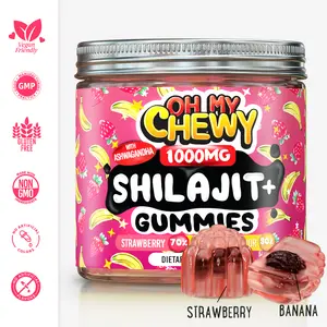 Pure Himalayan Shilajit  Ashwagandha Gummies - 80% Fulvic Acid & 85+ Trace Minerals - Strawberry & Banana Healthcare Supplement Edible Fitness